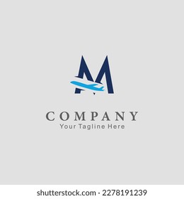 Letter M Air Travel Logo Design Template