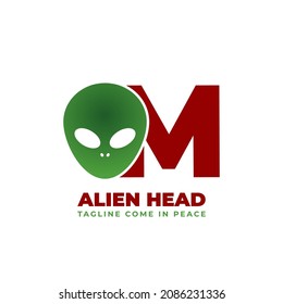 letter M alien head vector logo design
