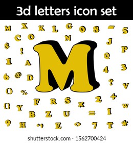 Letter m, alphabet, 3d icon. 3D words, letters icons universal set for web and mobile