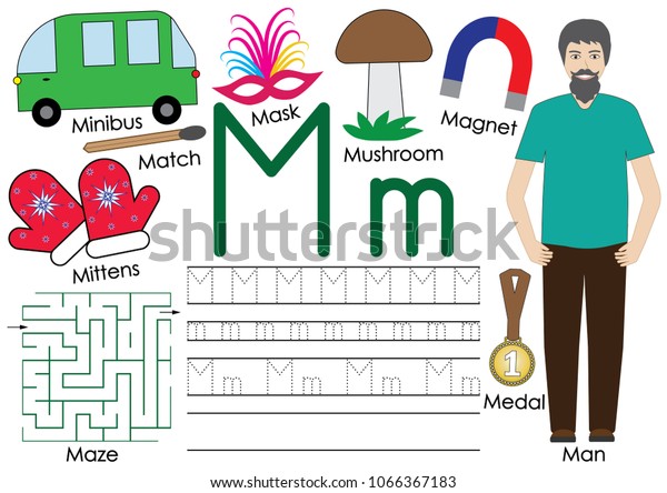 Vector De Stock Libre De Regalias Sobre Letra M Alphabet Ingles Practica De