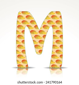 The letter M of the alphabet made of Mango