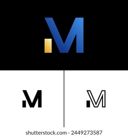 Letter M alphabet tech font, typography for your designs logo or brand name, including a set three of different icons, vector illustration 10EPS