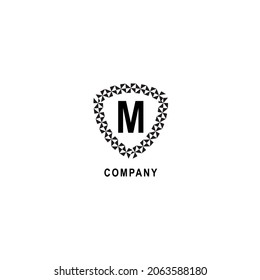 Letter M alphabetic logo deisgn template. Insurance company logo concept  isolated on white background. Geometric shield sign illustration