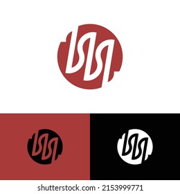 Letter M Ambigram Red Circle Rounded Logo Design Identity Visual Branding Business Company Schwarz-Weiß