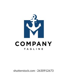 Letter M Anchor Logo Icon Vector