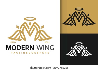 Letter M Angel Wing Logo Design, brand identity logos vector, modern logo, Logo Designs Vector Illustration Template