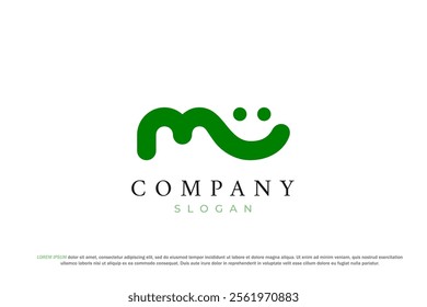 letter m ant or elephant or smile face nature logo