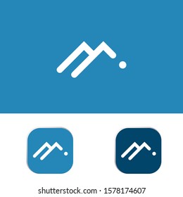 Letter M App Design, Simple Monogram Letter M + Mountains.