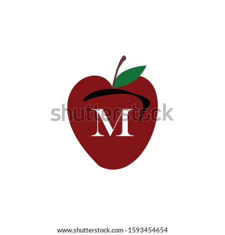 letter m and appel logo design icon