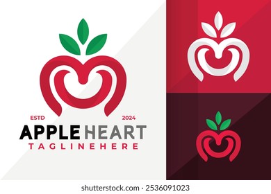 Letra M Apple Heart Logo Icon Vetor Design. Ilustração de designs de logotipos simples e criativos