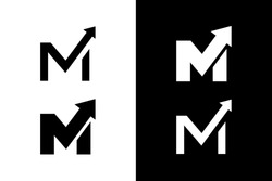 Letter M With Arrow Concept. Very Suitable In Various Business Purposes, Also For Icon, Symbol And Many More.