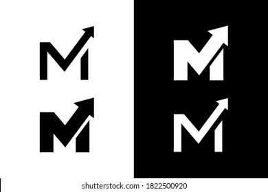 Letter M with arrow concept. Very suitable in various business purposes, also for icon, symbol and many more.