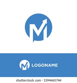 Letter M Arrow Logo Design 