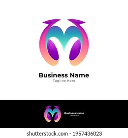 Letter M arrow logo design template ready for use
