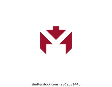 Letter M Arrow Logo. Geometric Letter M with Arrow Shape Linear Style isolated on White Background. Usable for Branding, Business and Technology Logos. Flat Vector Logo Design Template Element.