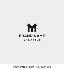 Letter M Arrow logo Icon template design in Vector illustration 