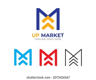 Letter M Arrow logo Vector Template
