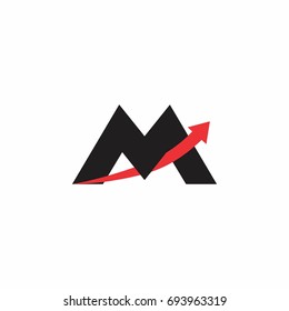 letter m with arrow up logo vector