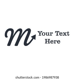 The letter M and an arrow pointing up. Motion. Vector icon or logo isolated on white background.