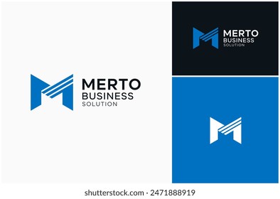 Letter M Arrow Up Right Line Solution Business Vector Logo Design Illustration