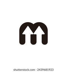 letter m up arrow success symbol simple logo vector 