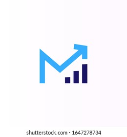 The letter M Arrow vector logo rating. Asset Growth Scale