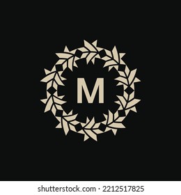 letter M award emblem logo. elegant and modern award circle logo