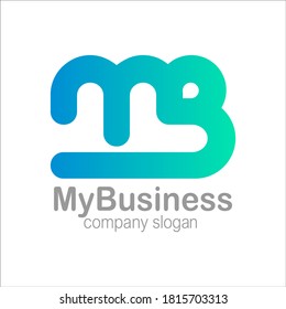 Letter M and B Logo Symbol Colorful Gradient Blue Cyan Vector