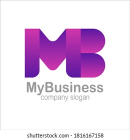 Símbolo de logotipo de letra M y B vector gradiente color púrpura