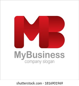 Símbolo del logotipo M y B símbolo del degradado rojo de color