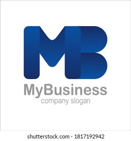 Buchstaben M und B Logo Symbol blau Farbverlauf-Vektorgrafik