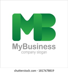 Letter M and B Logo Symbol green Colorful Gradient Vector