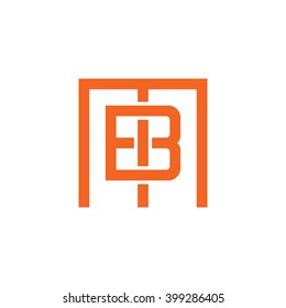 letter M and B monogram square shape logo orange