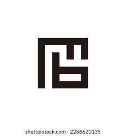 Letra M y b símbolo geométrico cuadrado vector de logotipo simple