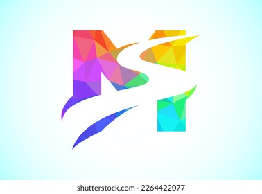 Letra M con plantilla vectorial de diseño de logotipo de retroespacio S o de ruta. Símbolo de alfabeto gráfico de estilo de polos bajos