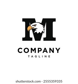 Letter M Bald Eagle Logo Icon Vector