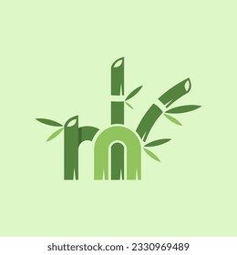 Letter M bamboo Nature logo design element vector 