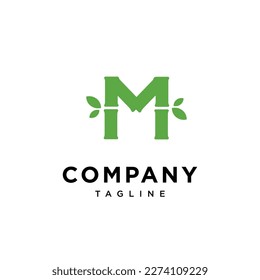 Letter M bamboo vector logo icon template