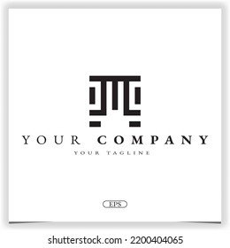 letra m logotipo de código de barras premium elegante plantilla vector eps 10