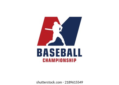 Letter M with Baseball Logo Design. Vector Design Template Elements for Sport Team or Corporate.