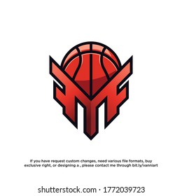 Letter M and basketball logo combination. Basketball logo design