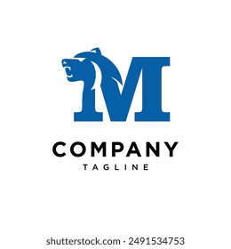 Letter M Bear Head Logo Icon Vector
