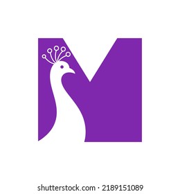 Letter M Beautiful Peacock Logo Template Stock Vector (Royalty Free ...