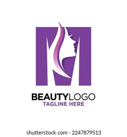 Letter M Beauty Face Logo Design Template Inspiration, Vector Illustration.