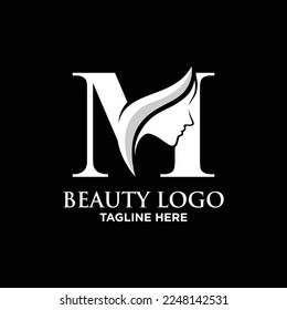 Letter M Beauty Face Logo Design Template Inspiration, Vector Illustration.