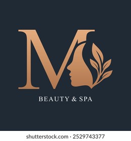 Letter M with beauty logo design unique concept Premium Vector