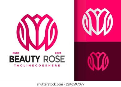 Letter M Beauty Rose Logo Logos Design Element Stock Vector Illustration Template