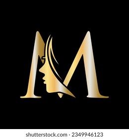 Letter M Beauty Spa Logo Concept With Woman Face Icon Vector Template