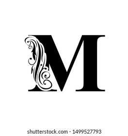 Letter M Black Flower Letter Beautiful Stock Vector (Royalty Free ...