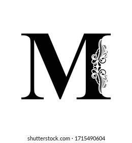 Letter M Black Flower Letter Beautiful Stock Vector (Royalty Free ...